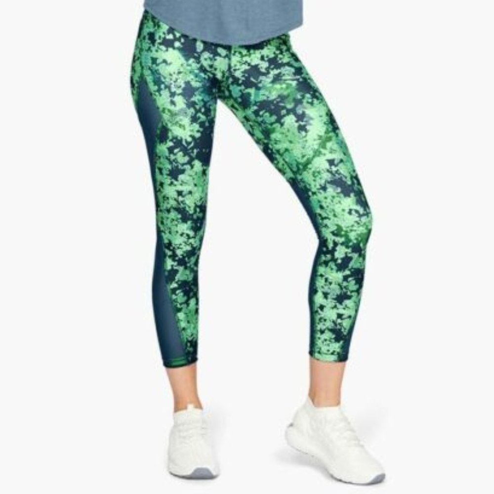 Under Armour XS Ankle Crop Leggings Teal Print